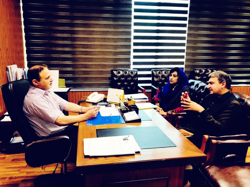 dr qudsia batool and mr muhammad ahsen meeting of consultant women development with the secretary industries, labour and social welfare and women development